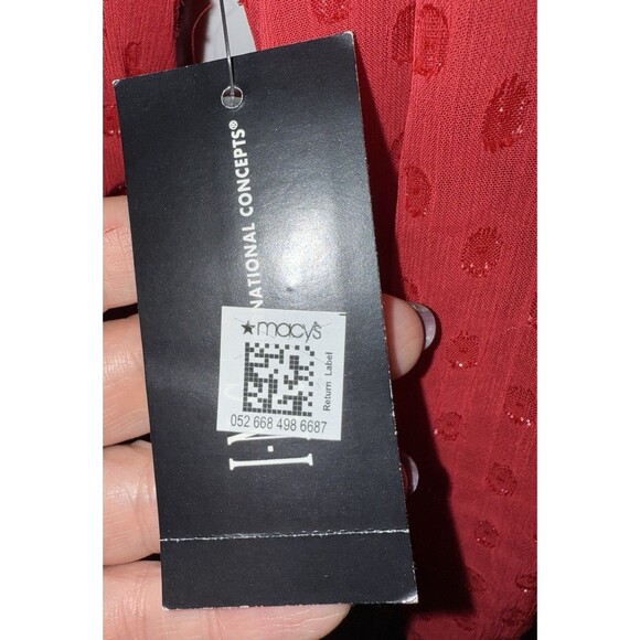 International Concepts INC Red Off Shoulder Polka Dot Shimmering Blouse Size XL - Picture 6 of 14